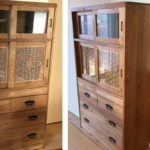 大川組子入り　ディスプレイ収納棚