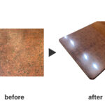 津軽塗りのテーブルの水研磨再生