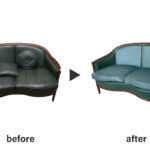 海外製本革ソファの張替え